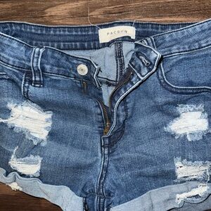 PacSun Blue Distressed Jean Shorts